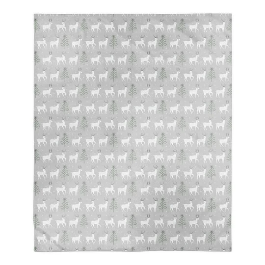 Deer And Tree Pattern 50x60 Sherpa Fleece Blanket 3 Deer And Tree Pattern 50x60 Sherpa Fleece Blanket
