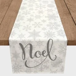 Noel Snowflake Pattern 16x90 Poly Twill Table Runner 8 Noel Snowflake Pattern 16x90 Poly Twill Table Runner -Northlight Shop D518007S 2