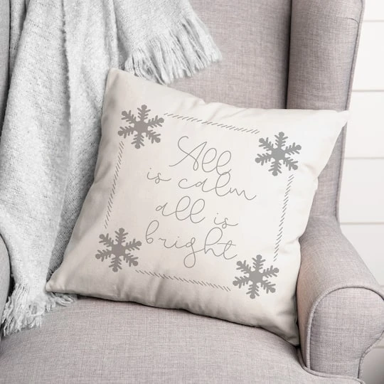 All Is Calm All Is Bright Snowflakes 18x18 Throw Pillow 5 All Is Calm All Is Bright Snowflakes 18x18 Throw Pillow - Image 3