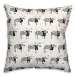 Plaid Scarf Moose Pattern 18x18 Throw Pillow -Northlight Shop D518012S 1 1