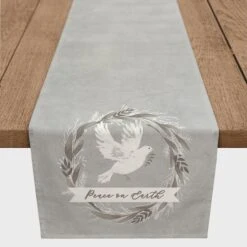 Peace On Earth Dove 16x90 Poly Twill Table Runner