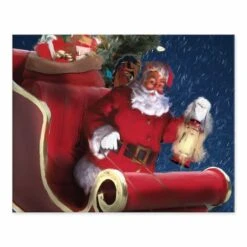 Santa In Sleigh Painting 8x10 Tabletop Canvas 6 Santa In Sleigh Painting 8x10 Tabletop Canvas -Northlight Shop D518082S 1 1