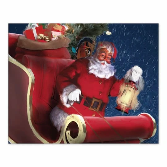Santa In Sleigh Painting 8x10 Tabletop Canvas 4 Santa In Sleigh Painting 8x10 Tabletop Canvas - Image 2