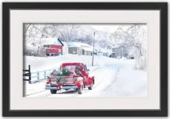 Dashing Through The Snow Truck Black Framed Print Under Plexiglass