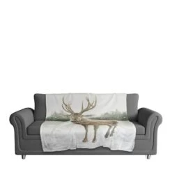 Winter Deer 50x60 Coral Fleece Blanket -Northlight Shop D518116S 3
