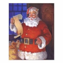 Santa Claus With List 10x8 Tabletop Canvas 6 Santa Claus With List 10x8 Tabletop Canvas -Northlight Shop D518117S 1 1