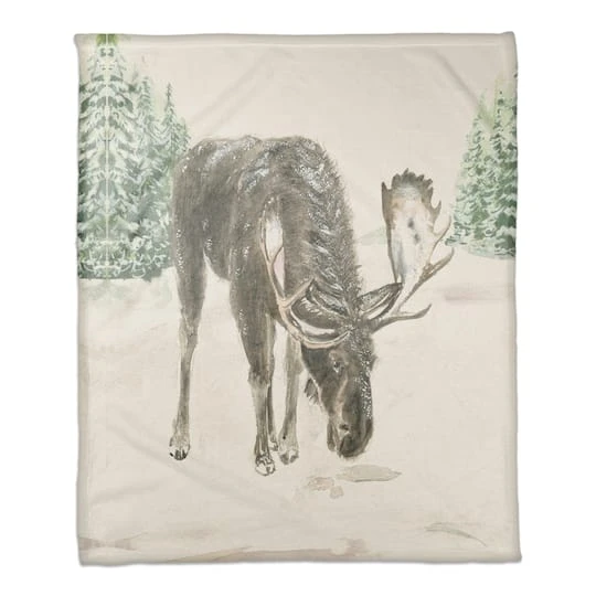 Winter Moose 50x60 Coral Fleece Blanket 4 Winter Moose 50x60 Coral Fleece Blanket - Image 2