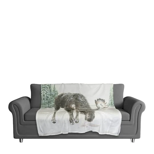 Winter Moose 50x60 Coral Fleece Blanket 6 Winter Moose 50x60 Coral Fleece Blanket - Image 4