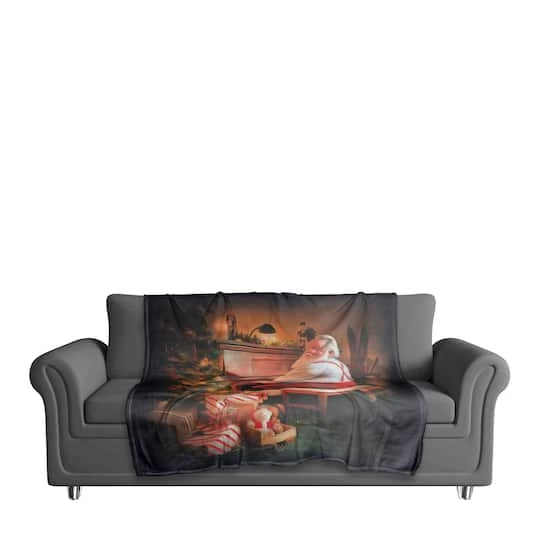 Painted Santa On Piano 50x60 Coral Fleece Blanket 6 Painted Santa On Piano 50x60 Coral Fleece Blanket - Image 4