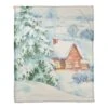 Watercolor Winter Cabin 50x60 Coral Fleece Blanket -Northlight Shop D518124S 1