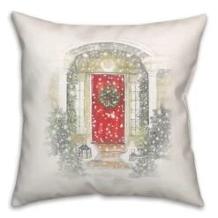Home For Holidays Door 18x18 Throw Pillow -Northlight Shop D518127S 1 1