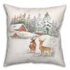 Winter Watercolor Deer 18x18 Throw Pillow -Northlight Shop D518130S 1