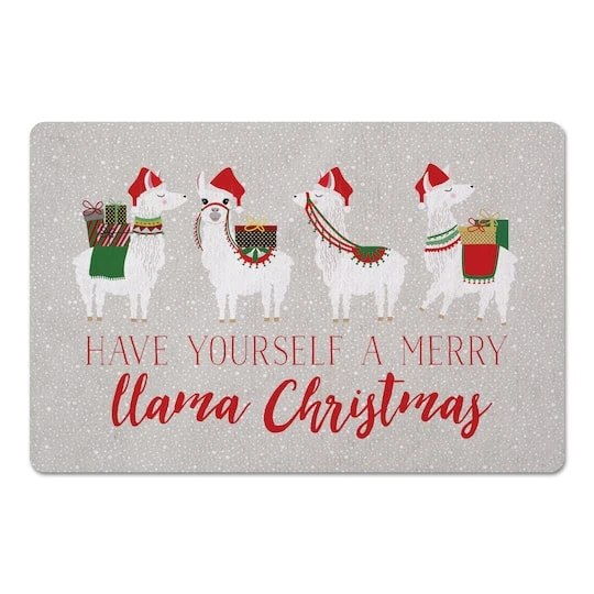 Merry Llama Christmas Floor Mat 3 Merry Llama Christmas Floor Mat