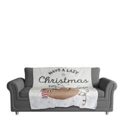 Have A Lazy Christmas Coral Fleece Blanket 8 Have A Lazy Christmas Coral Fleece Blanket -Northlight Shop D518163S 2