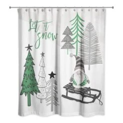 Let It Snow Tree Gnome Shower Curtain 6 Let It Snow Tree Gnome Shower Curtain -Northlight Shop D518165S 1 1