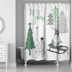 Let It Snow Tree Gnome Shower Curtain 7 Let It Snow Tree Gnome Shower Curtain -Northlight Shop D518165S 2