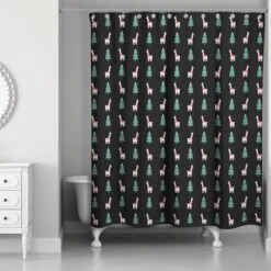 Holiday Llama Pattern Shower Curtain -Northlight Shop D518166S 2