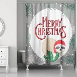 Merry Christmas Sleepy Sloth Shower Curtain 7 Merry Christmas Sleepy Sloth Shower Curtain -Northlight Shop D518167S 2