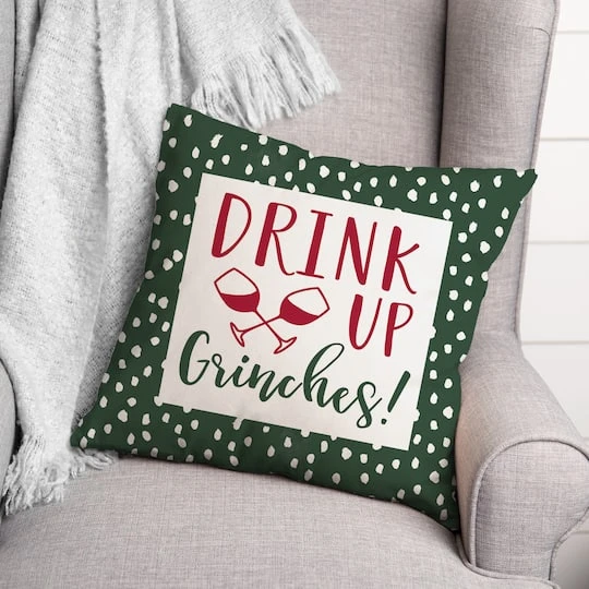 Drink Up Grinches Dots 18x18 Throw Pillow 5 Drink Up Grinches Dots 18x18 Throw Pillow - Image 3