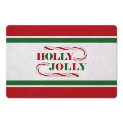 Holly Jolly Candycane Green Red 27x18 Floor Mat 6 Holly Jolly Candycane Green Red 27x18 Floor Mat -Northlight Shop D518196S 1 1