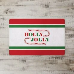 Holly Jolly Candycane Green Red 27x18 Floor Mat 7 Holly Jolly Candycane Green Red 27x18 Floor Mat -Northlight Shop D518196S 2