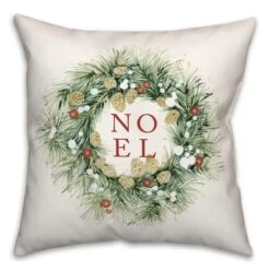 Noel Wreath 18x18 Throw Pillow 6 Noel Wreath 18x18 Throw Pillow -Northlight Shop D518211S 1 1