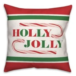 Holly Jolly Candy Cane 18x18 Throw Pillow 6 Holly Jolly Candy Cane 18x18 Throw Pillow -Northlight Shop D518214S 1 1