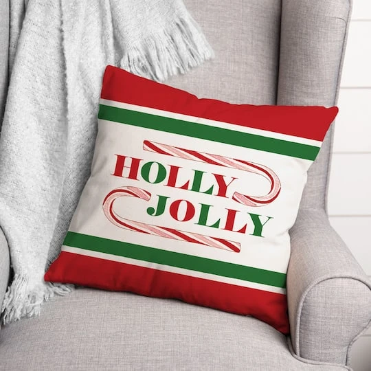 Holly Jolly Candy Cane 18x18 Throw Pillow 5 Holly Jolly Candy Cane 18x18 Throw Pillow - Image 3