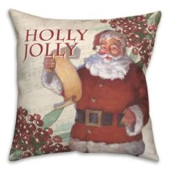 Holly Jolly Santa 18x18 Throw Pillow 6 Holly Jolly Santa 18x18 Throw Pillow -Northlight Shop D518215S 1 1