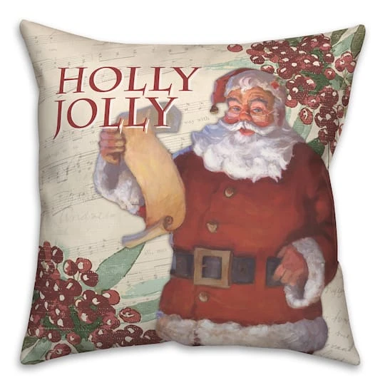 Holly Jolly Santa 18x18 Throw Pillow 3 Holly Jolly Santa 18x18 Throw Pillow