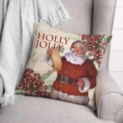 Holly Jolly Santa 18x18 Throw Pillow 7 Holly Jolly Santa 18x18 Throw Pillow -Northlight Shop D518215S 2