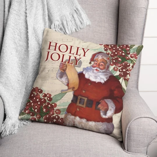 Holly Jolly Santa 18x18 Throw Pillow 5 Holly Jolly Santa 18x18 Throw Pillow - Image 3