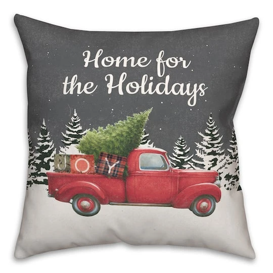 Home Holidays Truck 18x18 Throw Pillow 4 Home Holidays Truck 18x18 Throw Pillow - Image 2