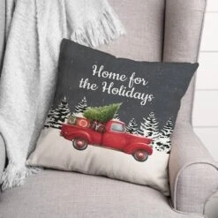 Home Holidays Truck 18x18 Throw Pillow 7 Home Holidays Truck 18x18 Throw Pillow -Northlight Shop D518218S 2