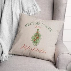 Meet Under Mistletoe 18x18 Throw Pillow -Northlight Shop D518220S 1 1