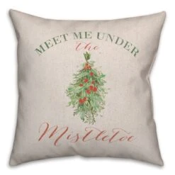 Meet Under Mistletoe 18x18 Throw Pillow -Northlight Shop D518220S 2