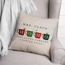 Mrs Claus Hoho Cocoa 18x18 Throw Pillow