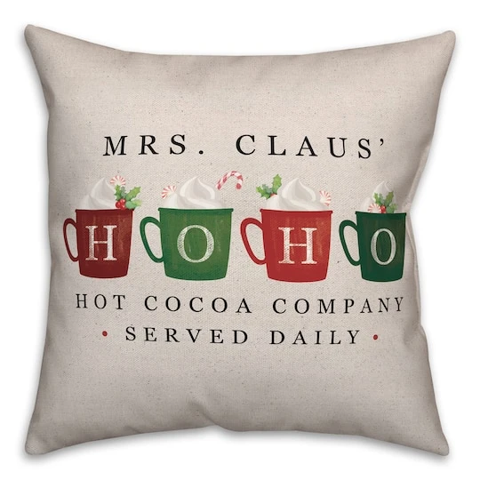 Mrs Claus Hoho Cocoa 18x18 Throw Pillow 5 Mrs Claus Hoho Cocoa 18x18 Throw Pillow - Image 3