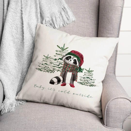 Baby Cold Outside Raccoon 18x18 Throw Pillow 3 Baby Cold Outside Raccoon 18x18 Throw Pillow