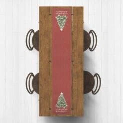 72" Oh Christmas Tree On Red Table Runner -Northlight Shop D518246S 1