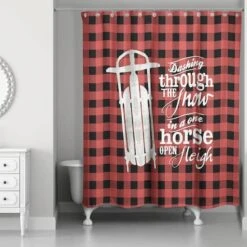 One Horse Open Sleigh Shower Curtain -Northlight Shop D518266S 1 1