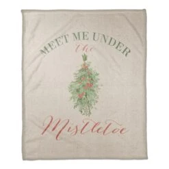 Meet Under Mistletoe 50x60 Coral Fleece Blanket -Northlight Shop D518272S 1 1