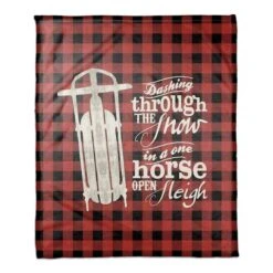One Horse Open Sleigh 50x60 Coral Fleece Blanket -Northlight Shop D518277S 1 1