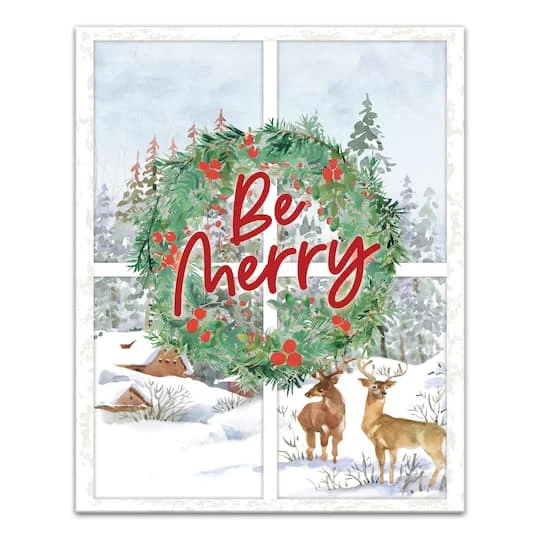Be Merry Winter Window 16x20 Canvas Wall Art 4 Be Merry Winter Window 16x20 Canvas Wall Art - Image 2