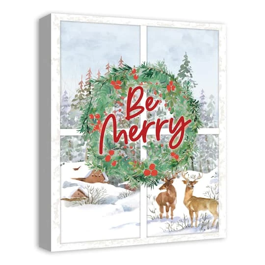 Be Merry Winter Window 16x20 Canvas Wall Art 5 Be Merry Winter Window 16x20 Canvas Wall Art - Image 3