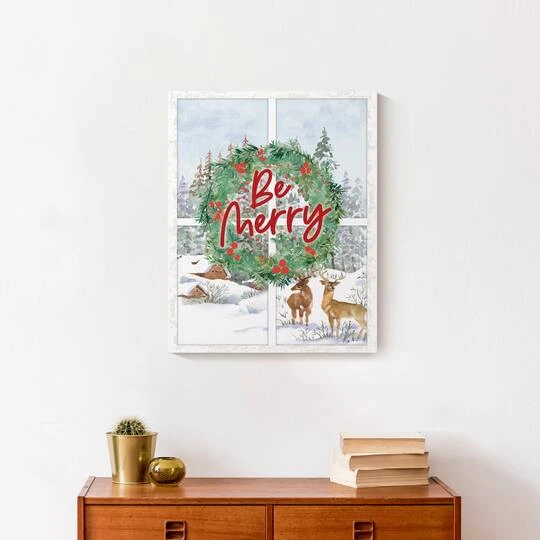 Be Merry Winter Window 16x20 Canvas Wall Art 8 Be Merry Winter Window 16x20 Canvas Wall Art - Image 6