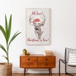 Oh Deer Christmas Here Canvas Wall Art -Northlight Shop D518314S 5