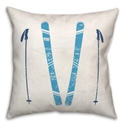 Let It Snow Skis18x18 Throw Pillow 7 Let It Snow Skis18x18 Throw Pillow -Northlight Shop D518357S 1 1