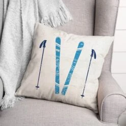 Let It Snow Skis18x18 Throw Pillow 9 Let It Snow Skis18x18 Throw Pillow -Northlight Shop D518357S 3