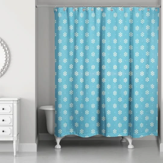 Simple Snowflake Shower Curtain 5 Simple Snowflake Shower Curtain - Image 3